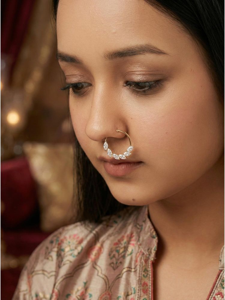 Nuyug Women Tara American Diamond Gold Nose Ring-picture-2