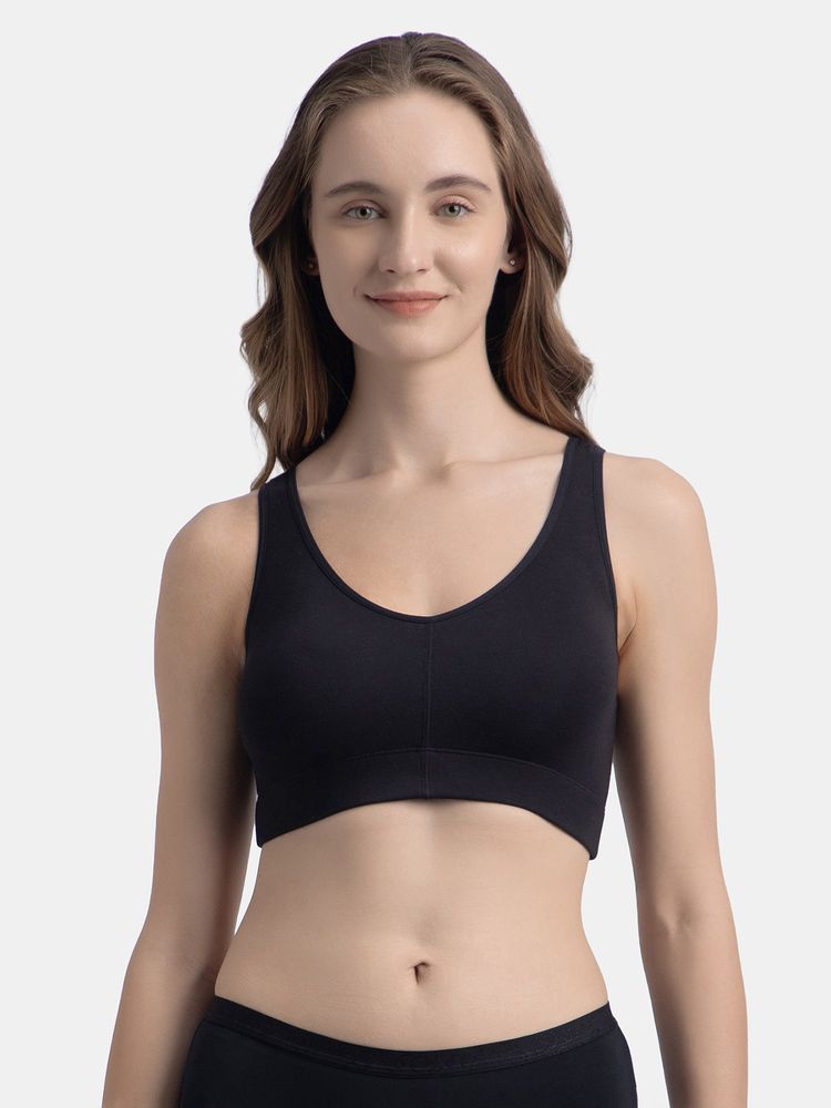 Jockey 1870 Wirefree Padded Tencel Micro Modal Elastane Lounge Bra - Black-picture-14