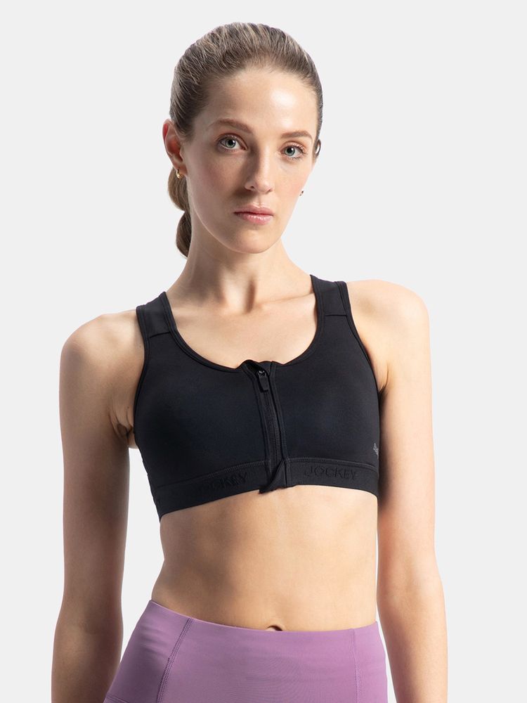 Jockey MI10 Wirefree Microfiber Elastane Full Coverage Active Bra - Black-image-21