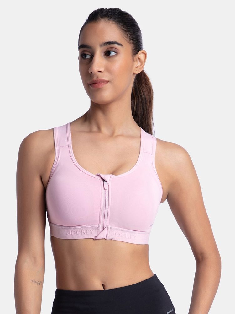Jockey MI10 Wirefree Microfiber Elastane Full Coverage Active Bra - Bleached Mauve-picture-13