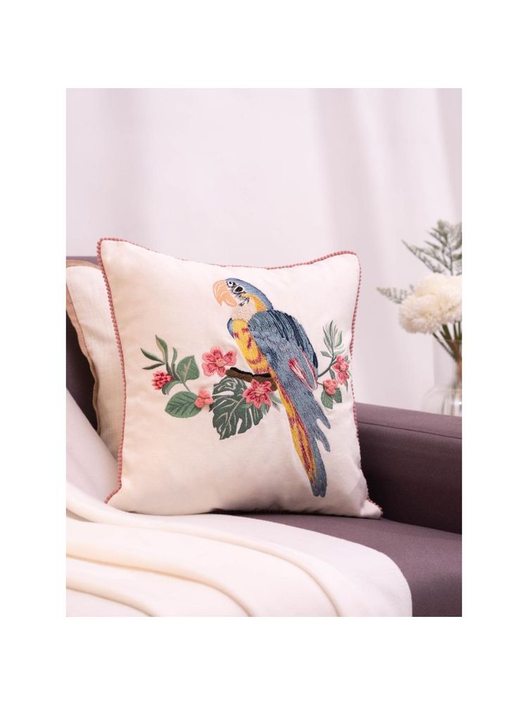 Haus & Kinder Signature Tropical Plumage Embroidered Cushion Cover (12X12 Inches)-image-47