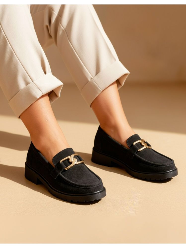 Indifeet Women Suede Chain Detail Slip-On Loafer Shoes-picture-27