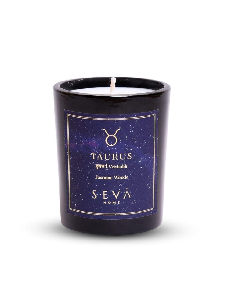 SEVA HOME Taurus Zodiac Candle Soy Wax Candle Hand-Poured Candle White Sandal & Chameli Fragrance-image-28