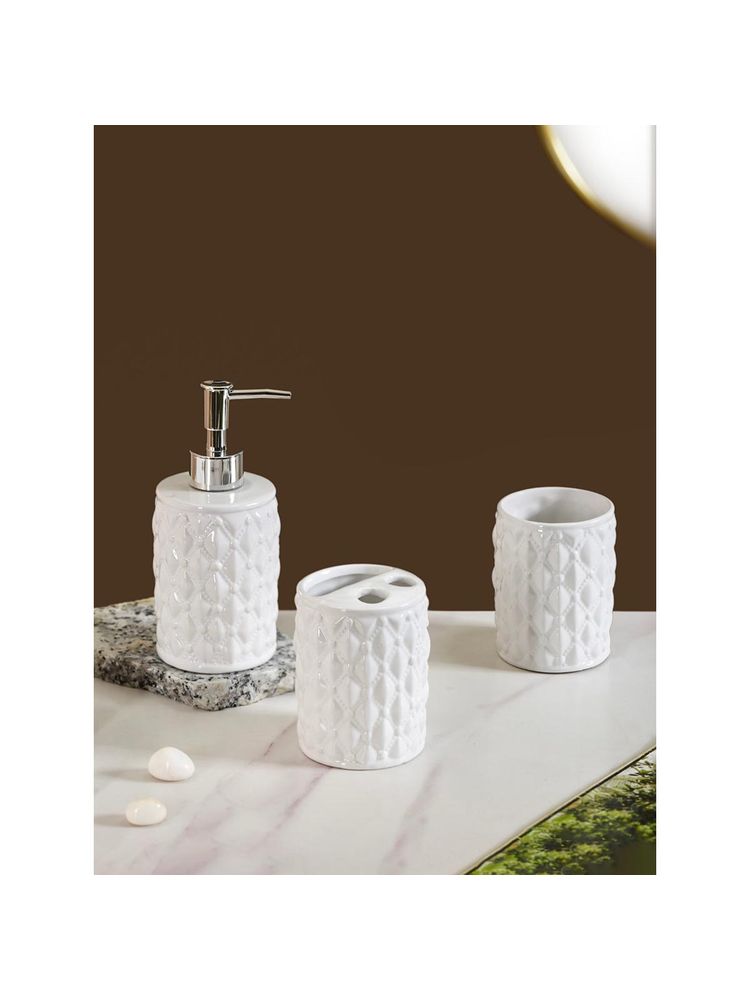 Nestasia Ceramic Butterfly Soap Dispenser, Toothbrush Holder, Tumbler (Set of 3)-image-45