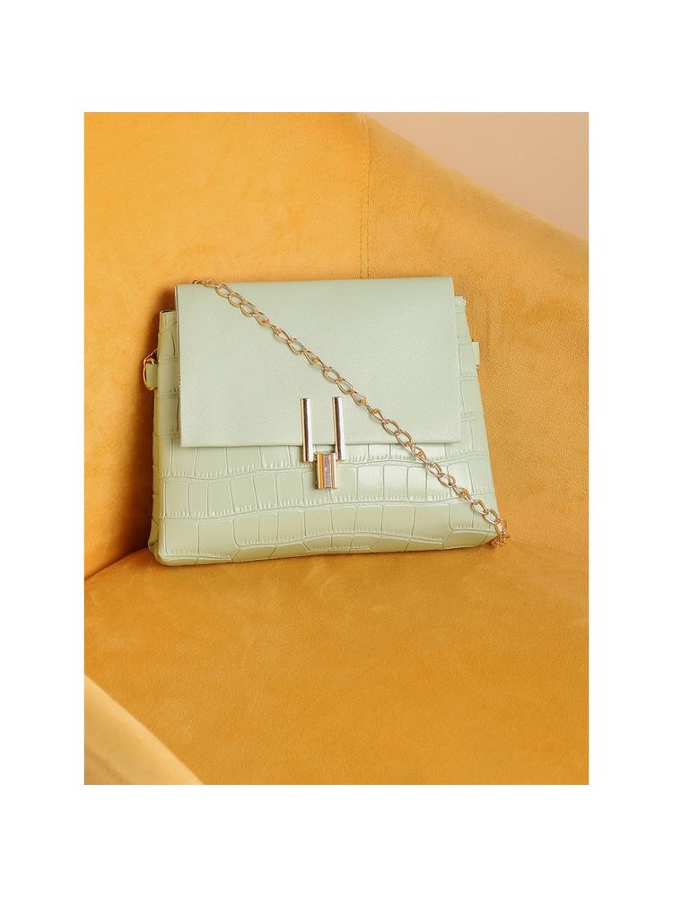 Haute Sauce Sage Green Textured Vegan Leather Sling Bag