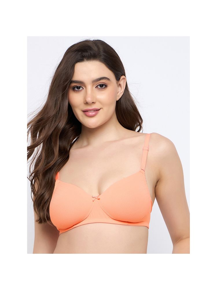 Clovia Polyamide Padded Full Cup Wire Free T-Shirt Bra - Orange-image-6