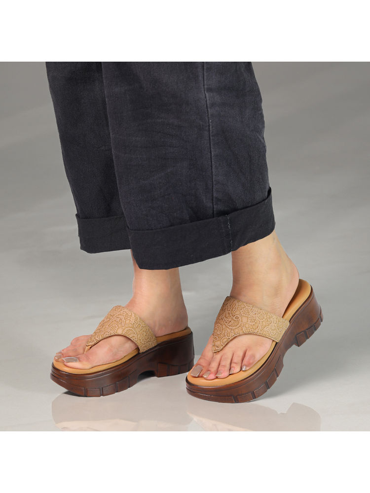 Monrow Lucille Beige Platform Sandal Heels-picture-40
