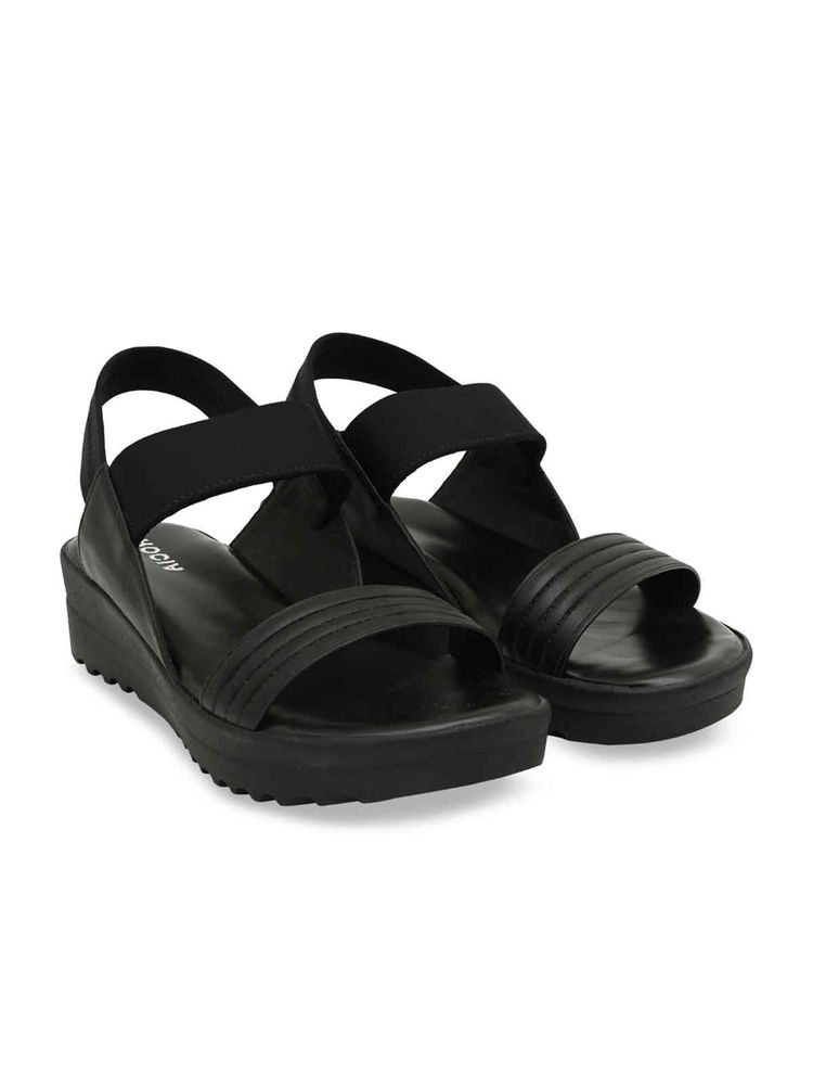 ROCIA By Regal Black Women Casual Wedge Heel Sandals-picture-12