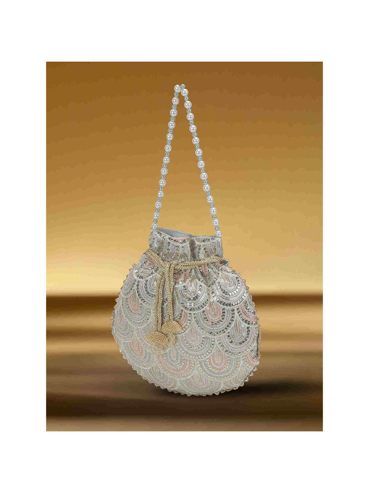 Mochi Women Green Wedding Fabric Embellished Handbag-image-25
