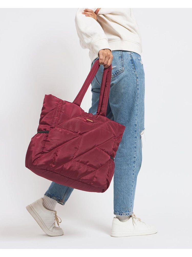 Chumbak Maroon Solid-Plain Tote Bag-picture-14