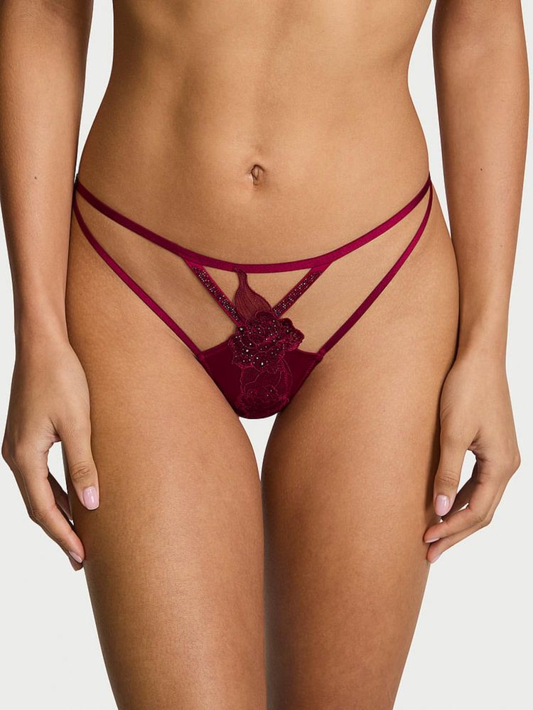 victoria's secret intimates Victoria's Secret Maroon Very Sexy Scarlet Rose Shine Thong Panty (M)-picture-14