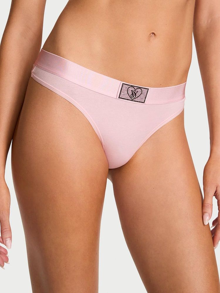 victoria's secret intimates Victoria's Secret Pink Logo Cotton Heart Shine Patch Thong Panty-picture-28