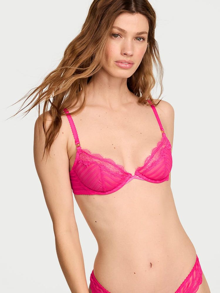 Victoria's Secret Pink Tease Unlined Sheer Stripe Demi Bra-image-16