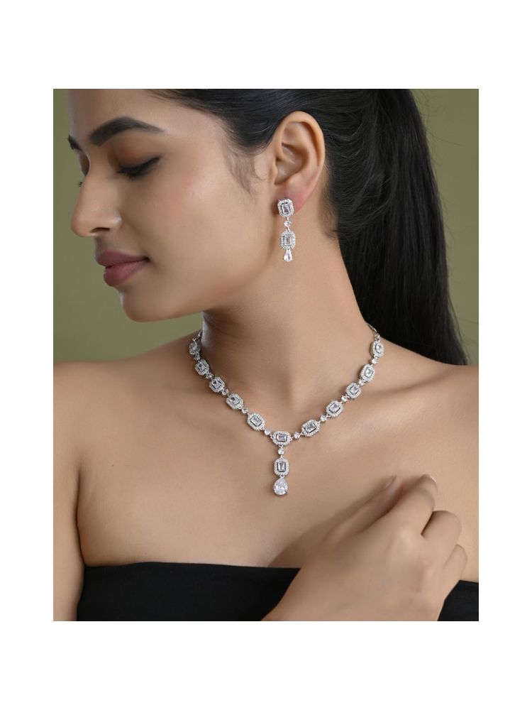 VOJ Silver Plated Geometrical Shaped Ad Jewellery Set-picture-17
