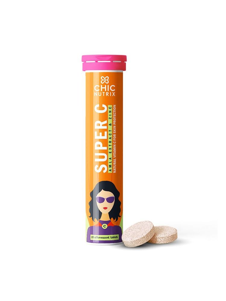 Chicnutrix Super C - Amla Extract & Zinc - Vitamin C For Skin Protection - Orange