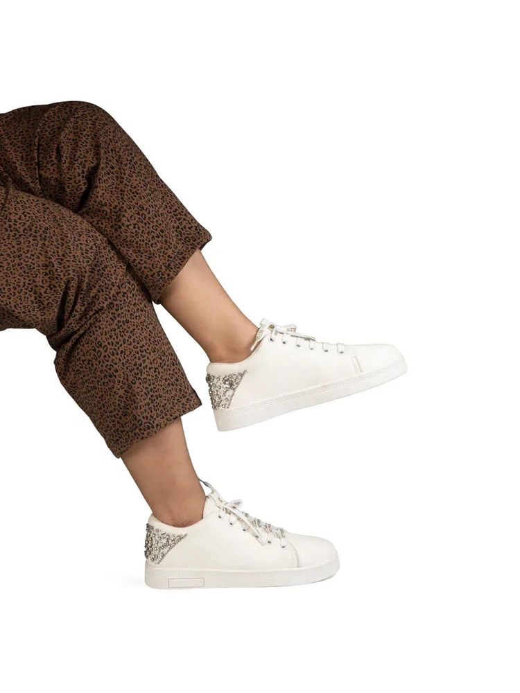 RETTROSE The Lexi White Luxury Embellished Trainer-image-18