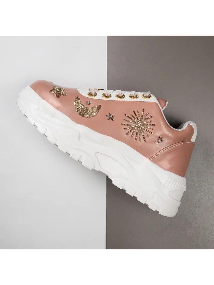 RETTROSE The Adriana Luxury Nude Satin Embellished Trainer-image-23