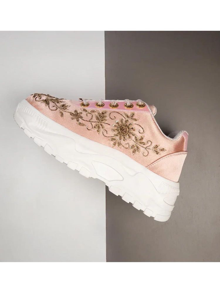 RETTROSE The Eliana Luxury Pink Satin Embellished Trainer-image-38