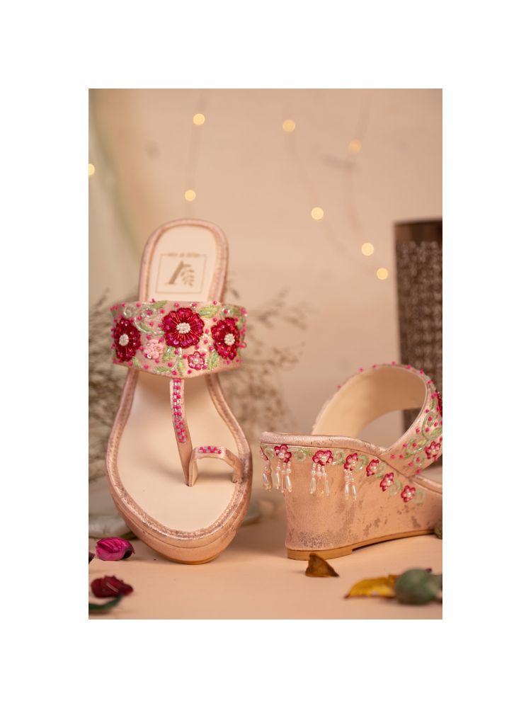 House of Vian Rouge Pink Embellished Wedges-picture-22