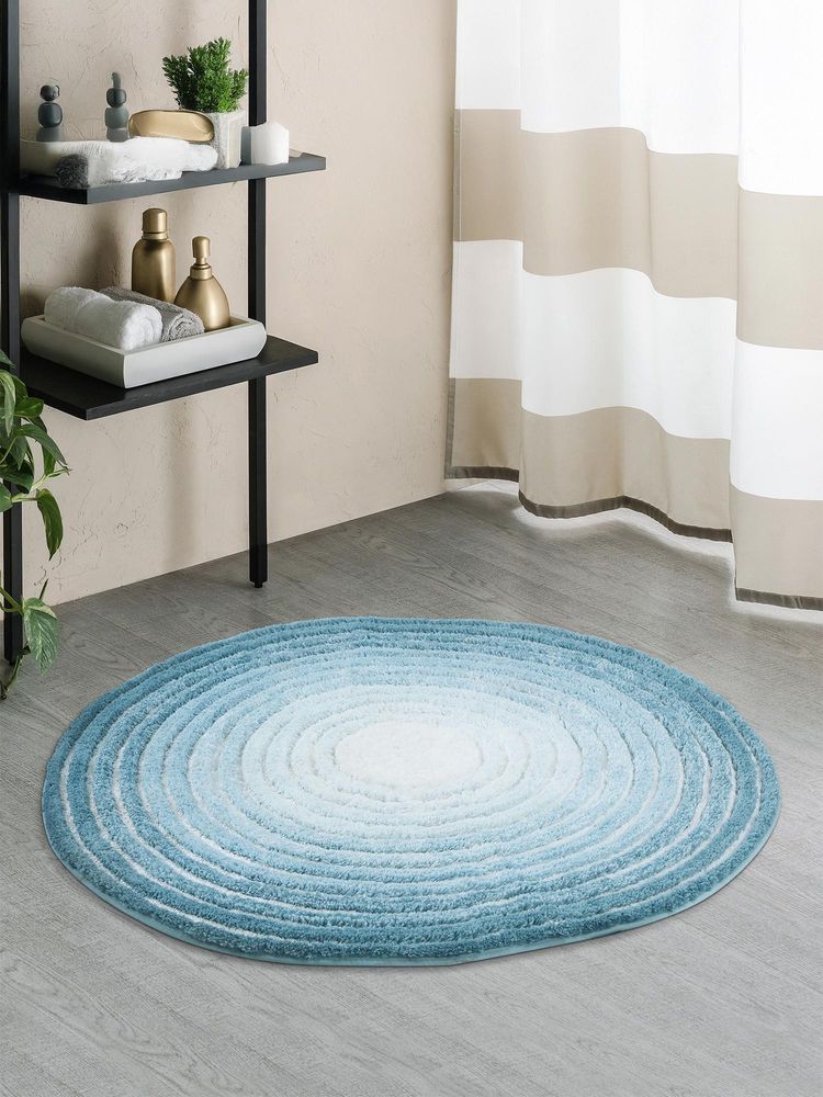 OBSESSIONS Teal Anti-Skid TPR Backing Polyester Bath Mat (M)-picture-22