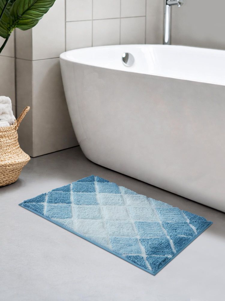 OBSESSIONS Teal Anti-Skid TPR Backing Polyester Bath Mat-picture-12