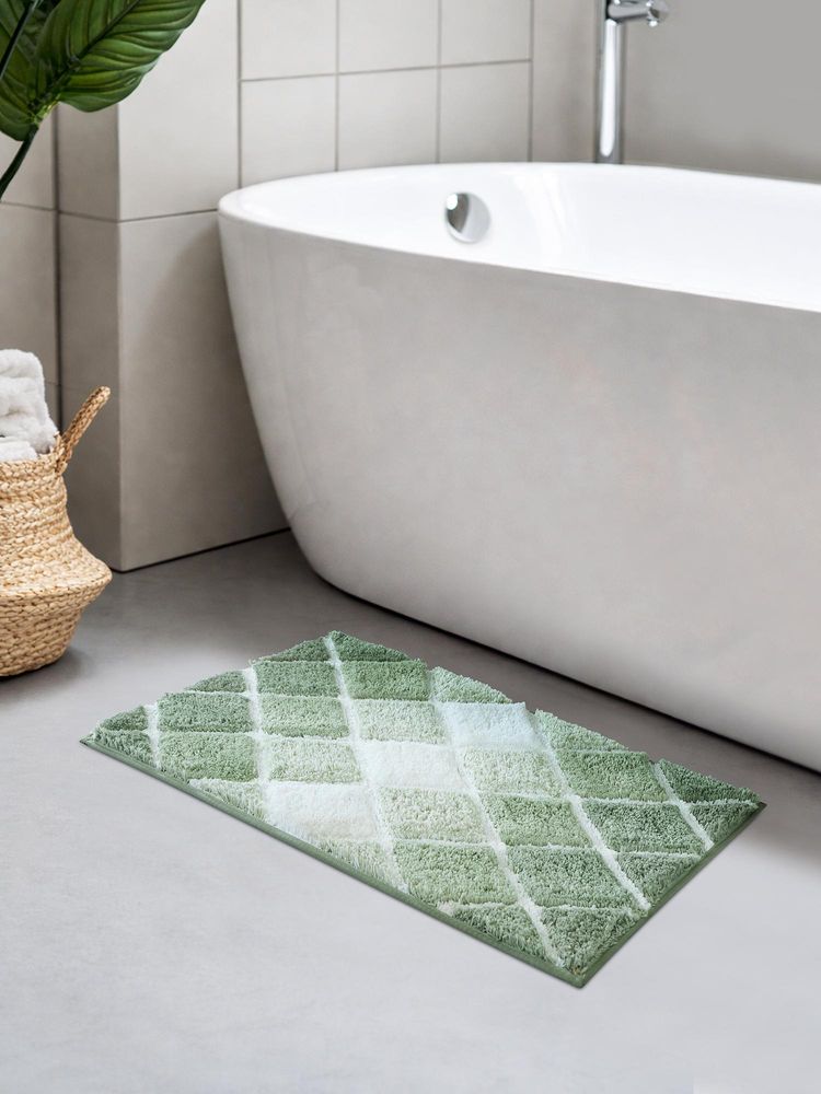 OBSESSIONS Green Anti-Skid TPR Backing Polyester Bath Mat-image-14