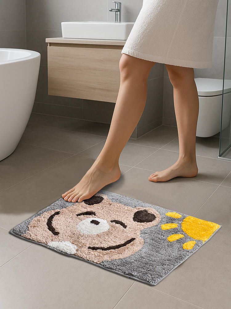 FABINALIV Multi-Color Abstract Cotton Blend Anti Skid Bath Mat-picture-13