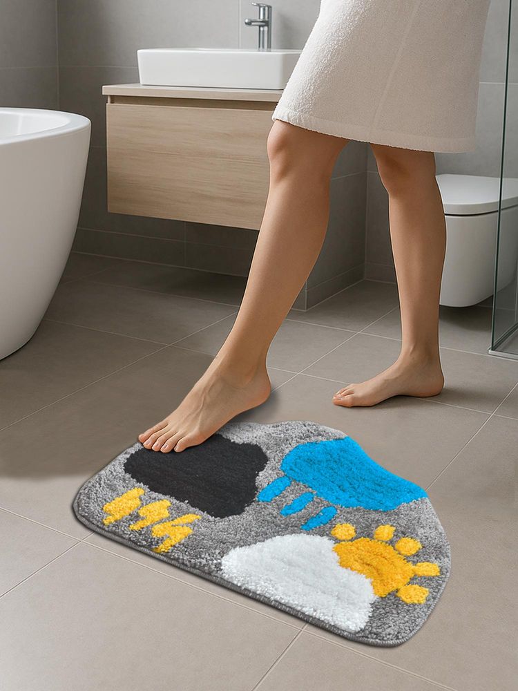 FABINALIV Multi-Color Abstract Cotton Blend Anti Skid Bath Mat-picture-17