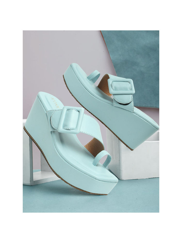 Iconics Womens Sky Blue Color Slip On Solid Comfortable Wedges-picture-25