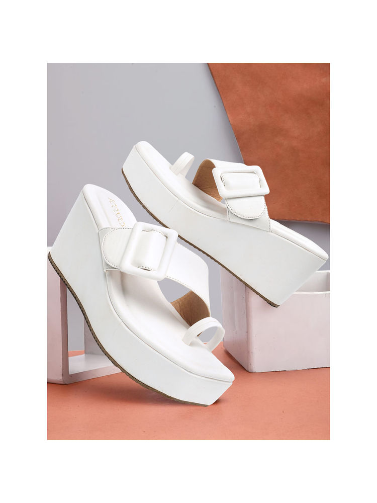 Iconics Womens White Color Slip On Solid Comfortable Wedges-picture-11