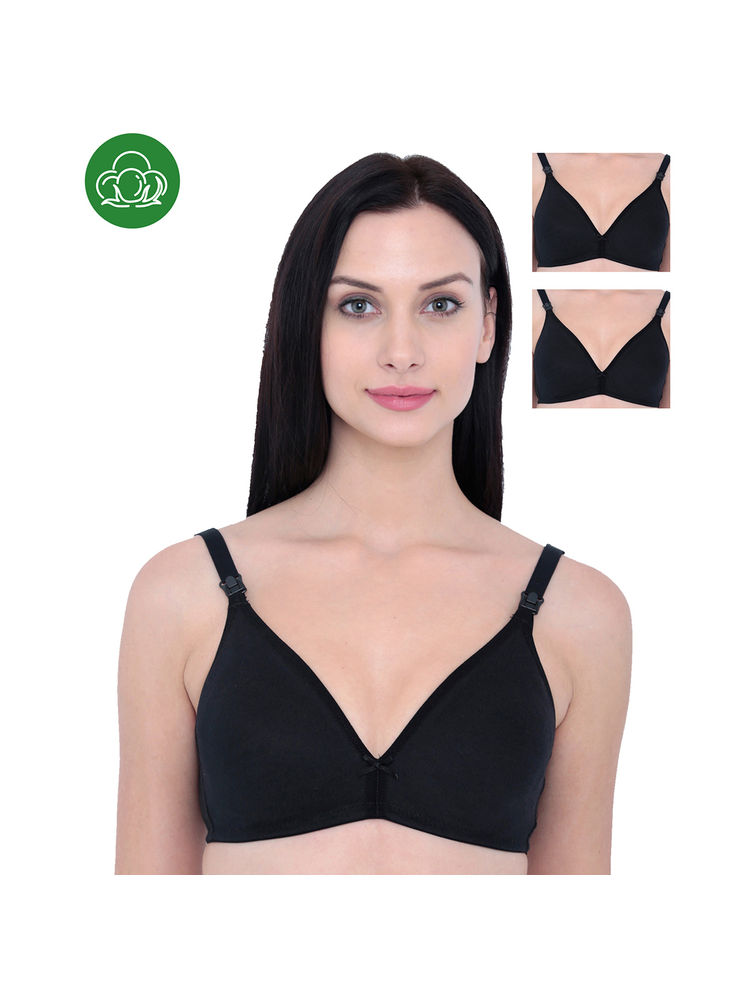 Inner Sense Organic Cotton Antimicrobial Nursing Bra Pack of 3 - Black-image-47