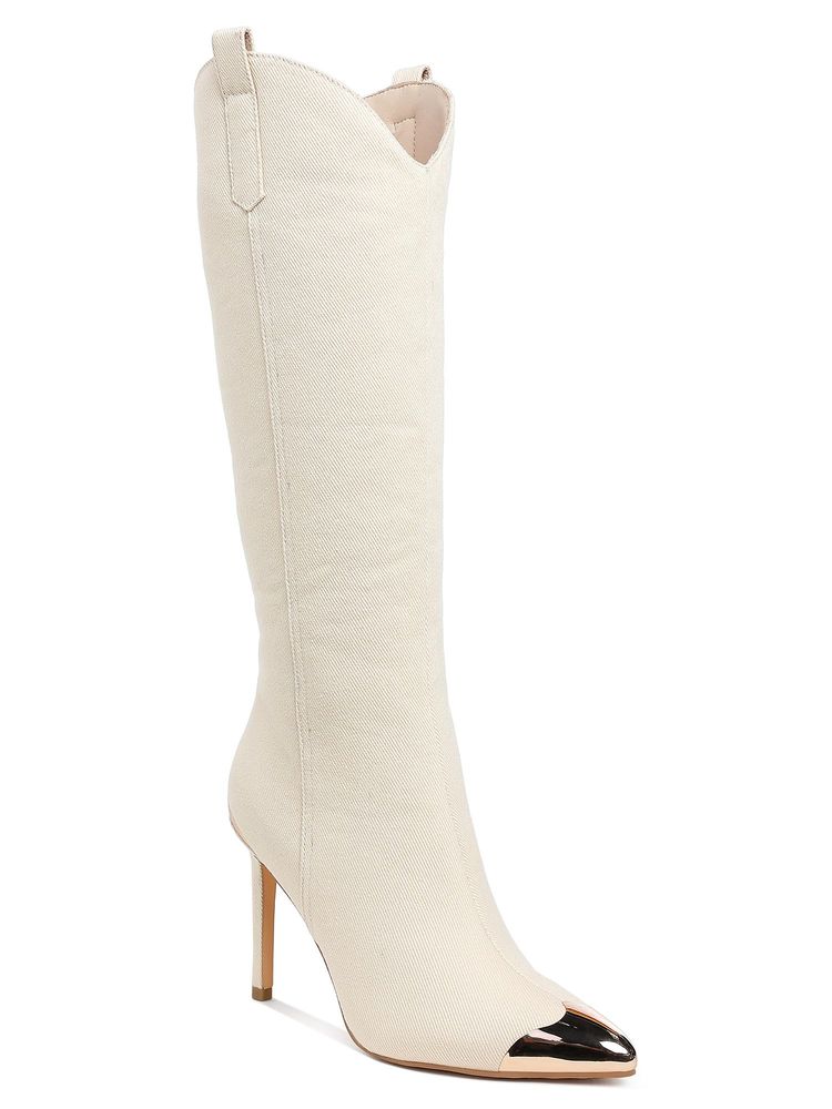 London Rag Beige Metallic Cap Toe Denim Casual Boots-image-23