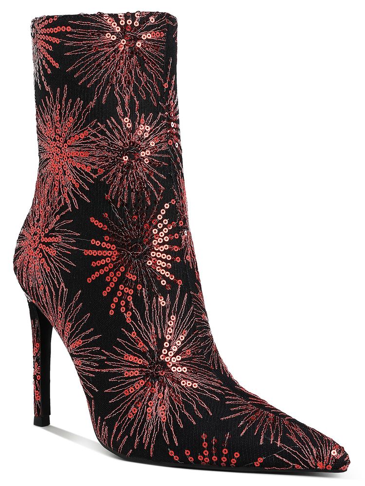 London Rag Red Sequin Embellished Stiletto Casual Boots-picture-16