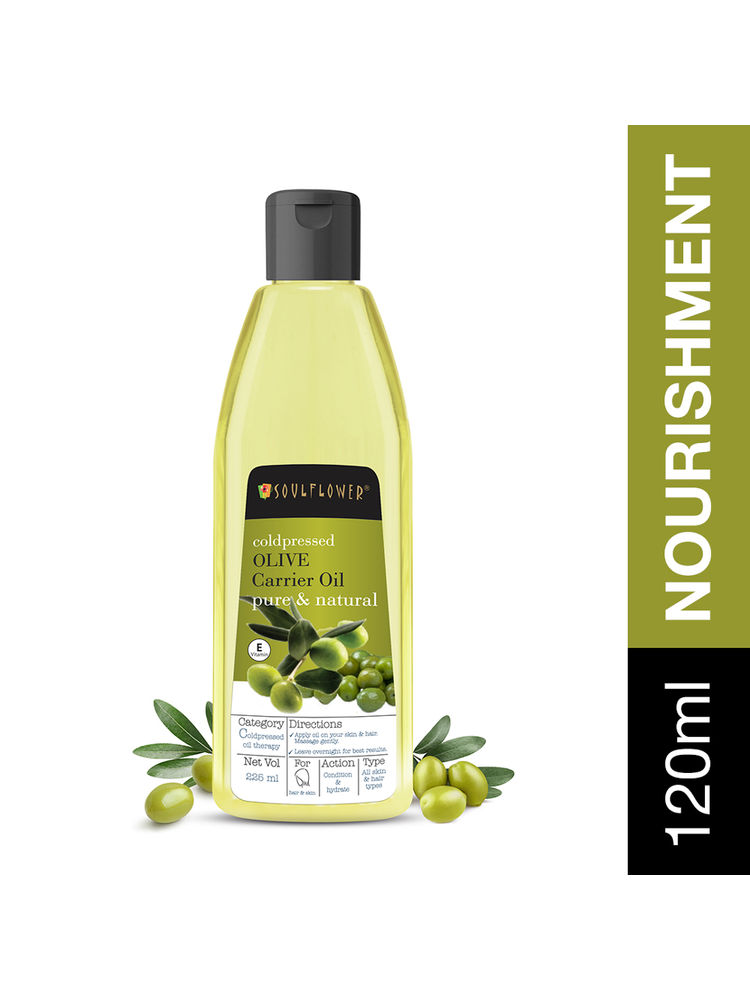 Soulflower Olive Oil for Shiny & Plump Skin Primer for Gloss Look & Makeup Remover