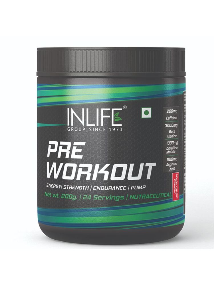 Inlife Pre-Workout Supplement 200mg Caffeine 1000mg Powder - Watermelon-picture-2