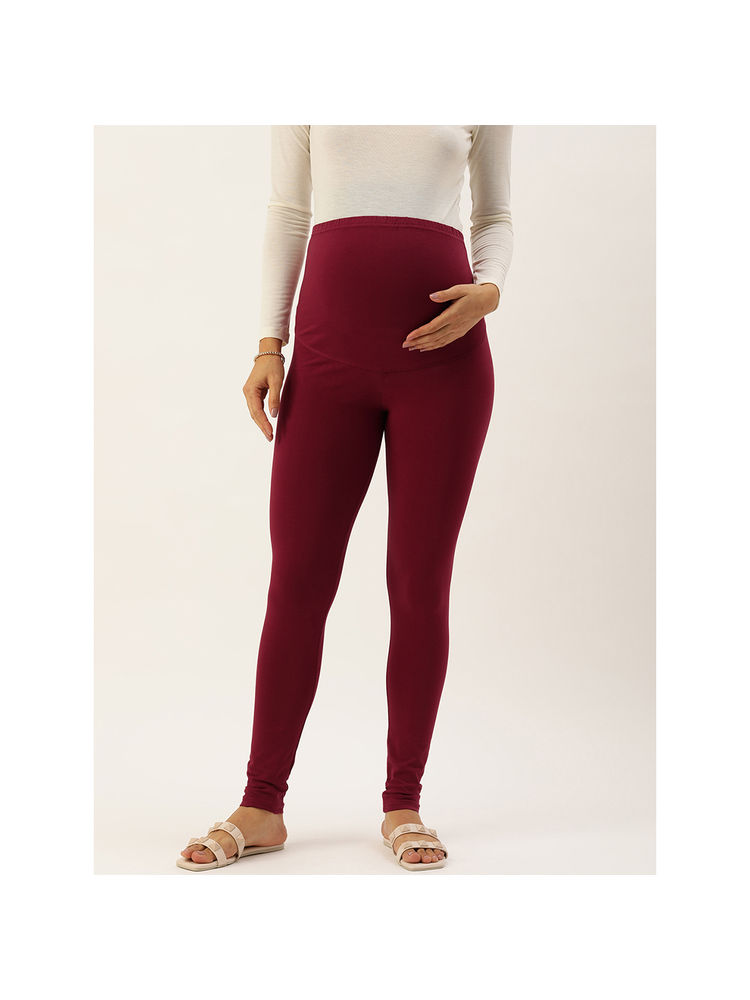 Blush9 Maternity Over Bump Maroon Colour Leggings-picture-23
