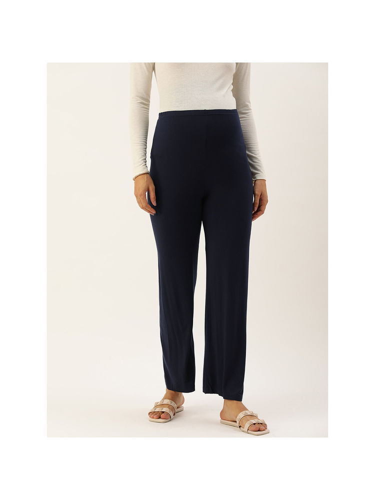 Blush9 Maternity Navy Blue Palazzos-image-2