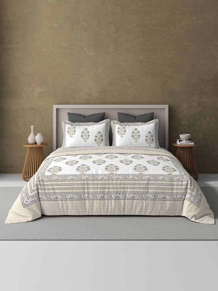 BELIHODE Yellow 250TC Pure Cotton Jaipuri Block Print Bedsheet (Single)-image-22