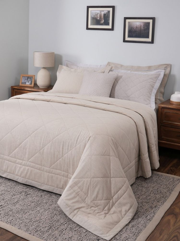 Maspar Beige Cotton 8-Piece Quilt Bedding Set (Double)-image-39