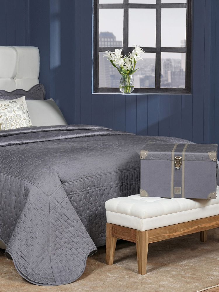 Maspar Grey Cotton 8-Piece Quilt Bedding Set (Double)-image-3