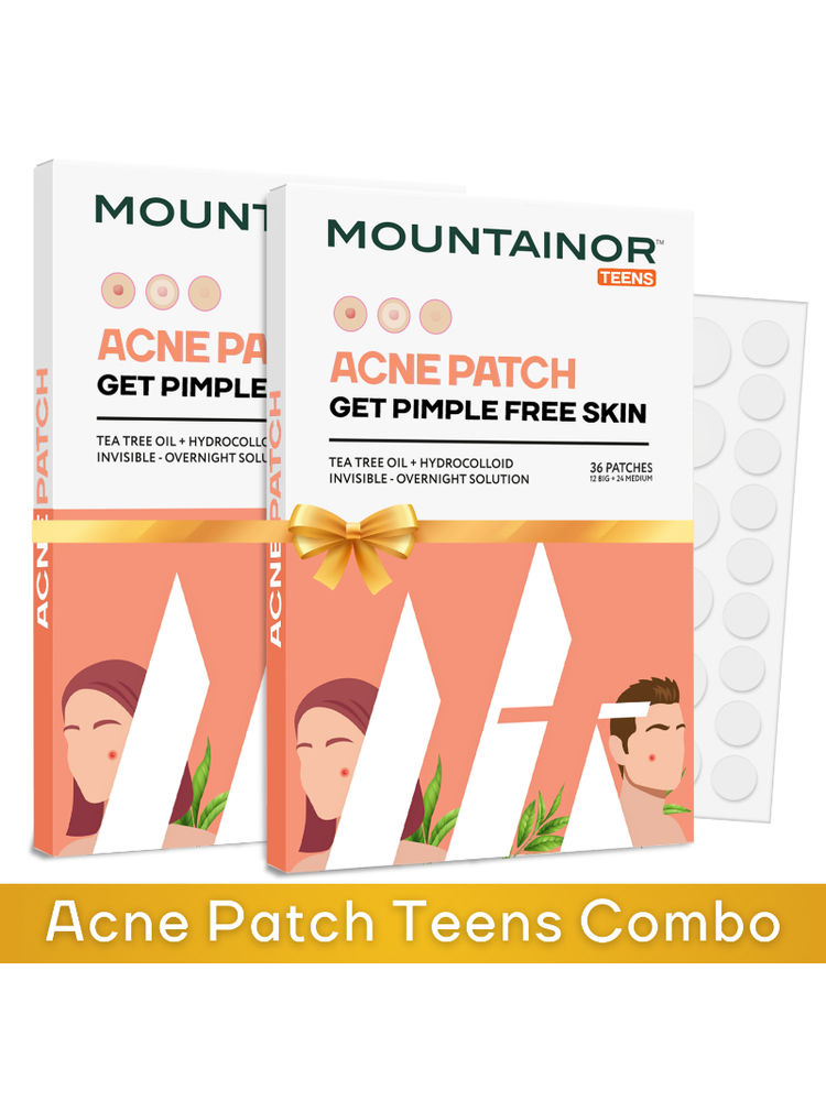 MOUNTAINOR Acne Pimple Patch - Tea Tree Oil + Hydrocolloid Patches - For Teens - Pack Of 2