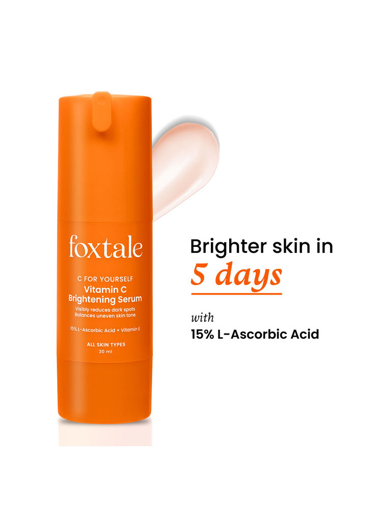 Foxtale Brightening Vitamin C Face Serum With L-Ascorbic Acid And Vitamin E For Glowing Skin