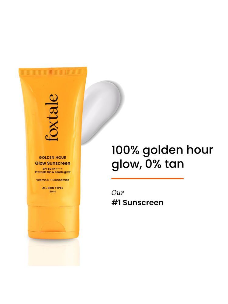 Foxtale Glow Sunscreen SPF 50 PA++++ with Vitamin C & Niacinamide for a Dewy Glow