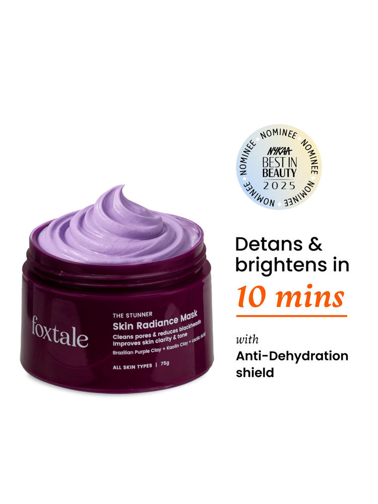 Foxtale De-Tan Skin Radiance Mask, With Lactic Acid, Brazilian Purple Clay & Kaolin Clay