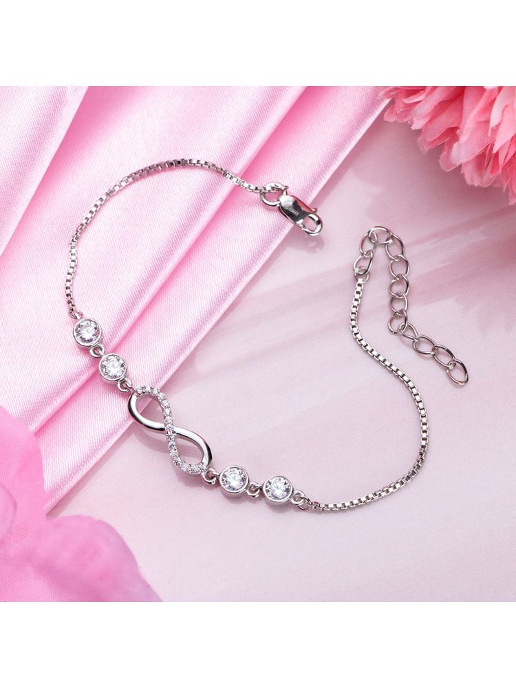 Zavya Eternal Infinity-Harmony Rhodium-Infused 925 Sterling Silver Bracelet-picture-6