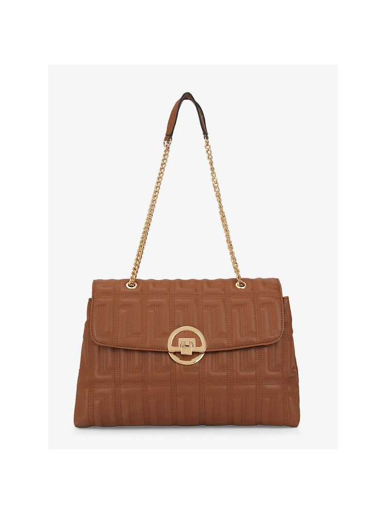 Lavie Luxe Womens Tan Edel Flap Satchel Bag (L)-image-49