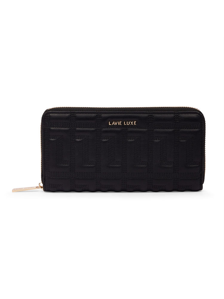 Lavie Luxe Womens Black Quina25 Long Zip Around Wallet (L)-picture-29