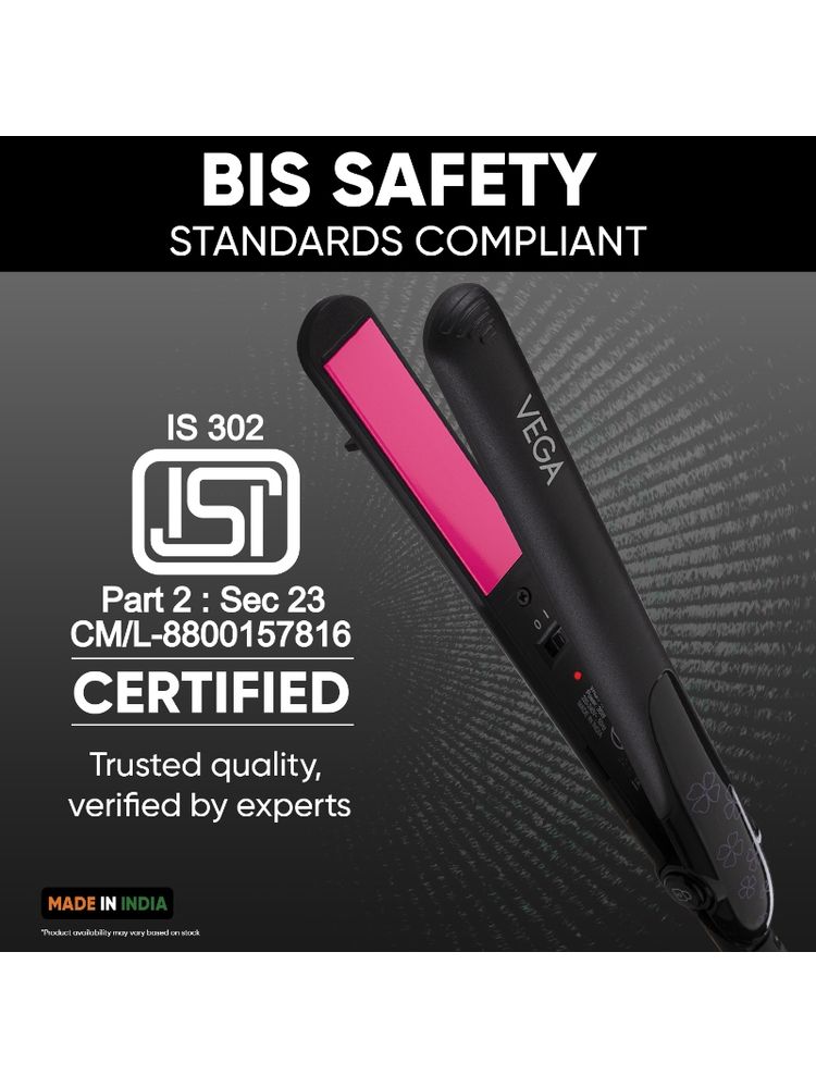 VEGA Adore Hair Straightener for Women with Quick Heat-Up, 1 Year Warranty, (VHSH-18)