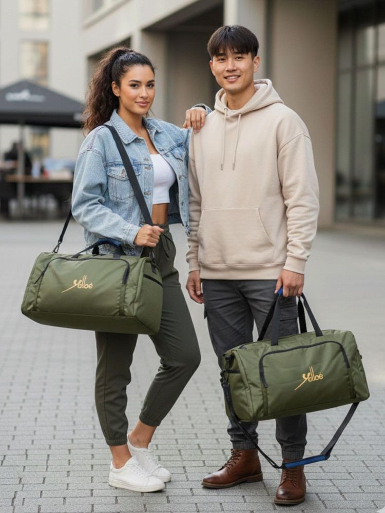 Yelloe Unisex Solid Green Duffle Bag With Detachable Strap (L)-picture-22