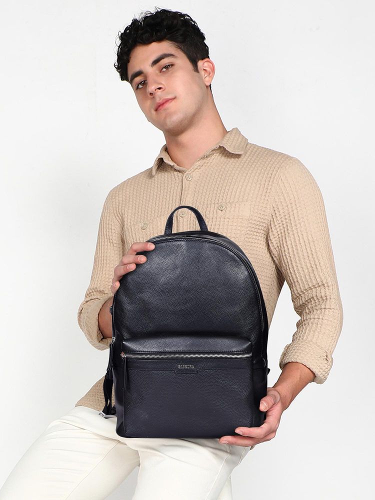 Sassora Premium Leather Laptop Backpack - Black (L)-picture-17